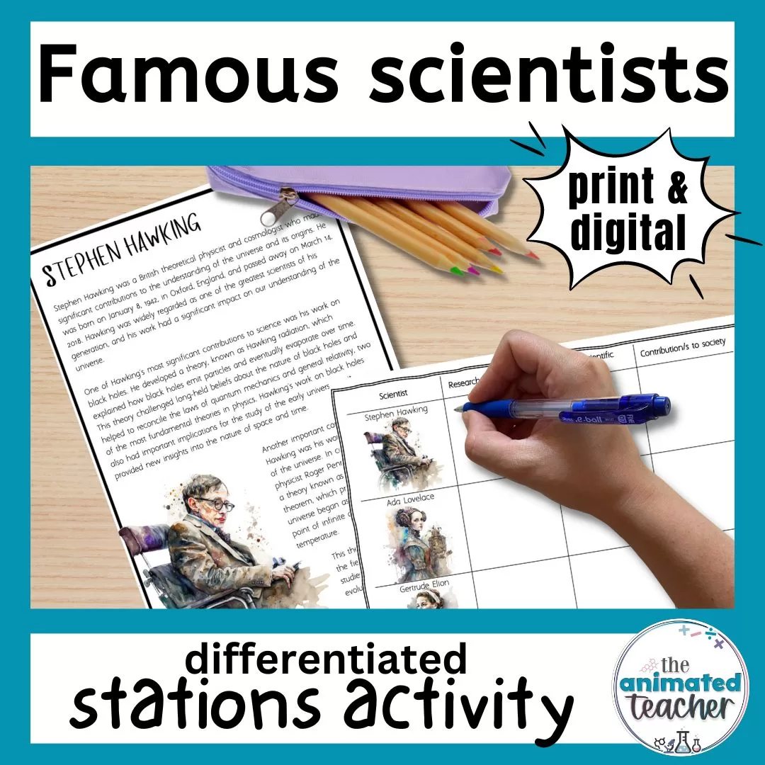 Famous Scientists Worksheet stations emergency sub lesson plan