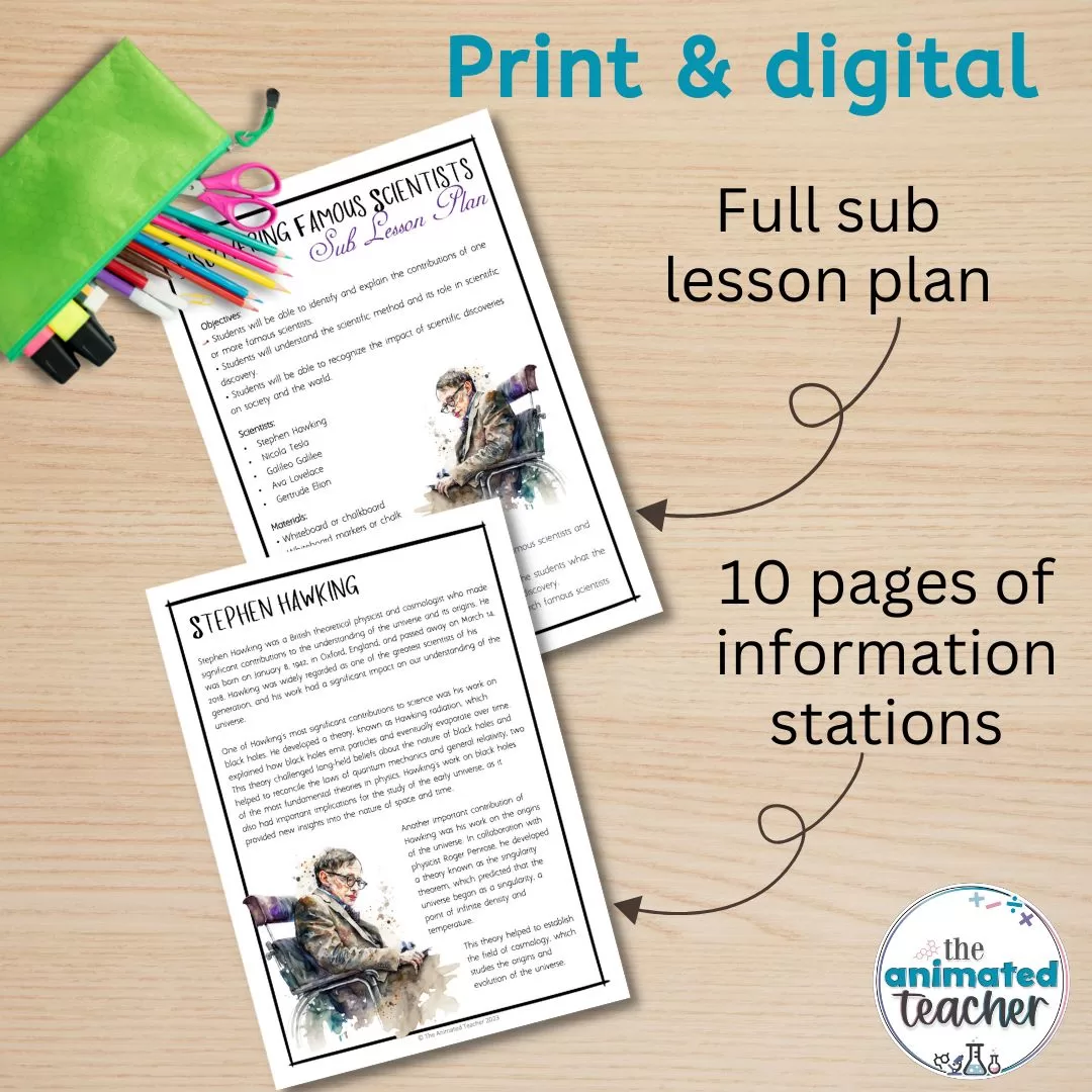 Famous Scientists Worksheet Stations Emergency sub lesson plan - Image 2