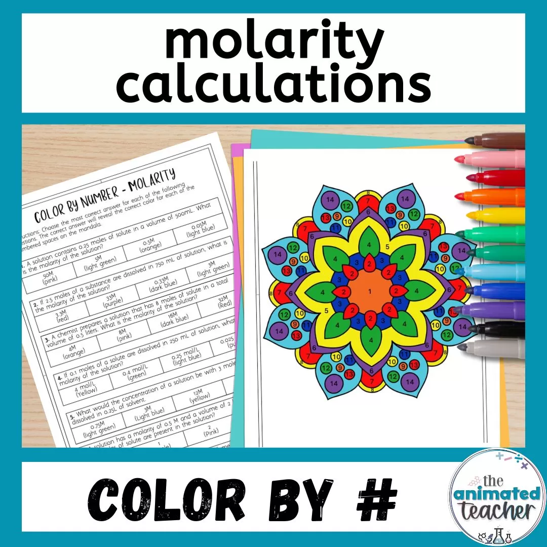 molarity calculations worksheet color by number