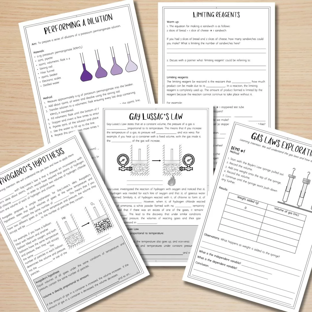 The mole and mixed gas laws worksheet booklet Module 2 HSC Chemistry - Image 2