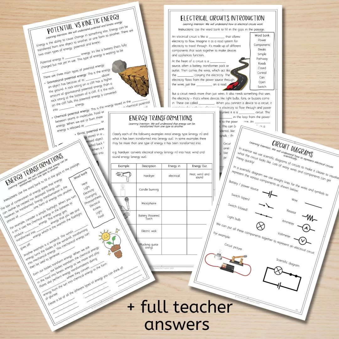 Energy types and energy transformations worksheets - Image 2