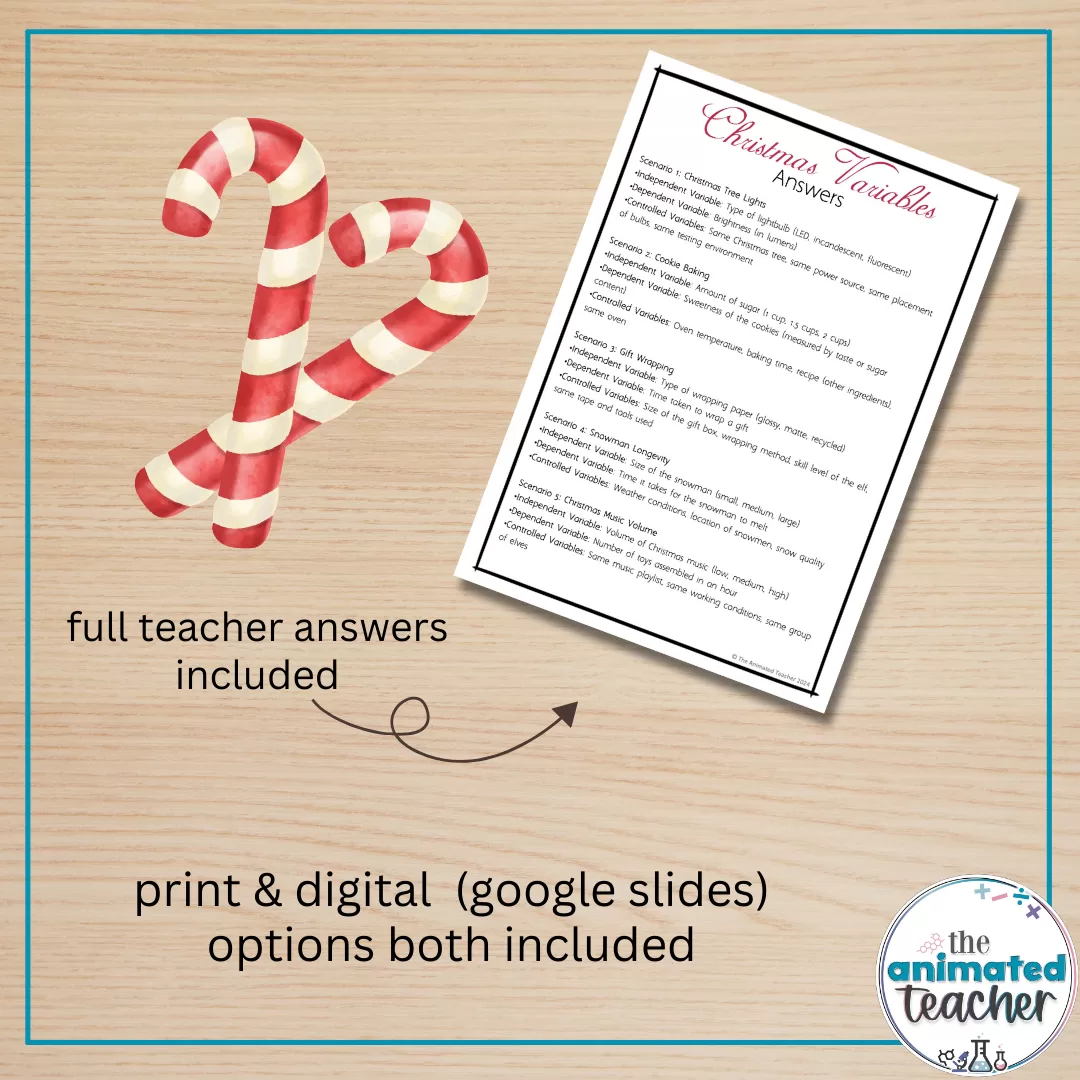 Science Christmas worksheets variables printable and digital - Image 4
