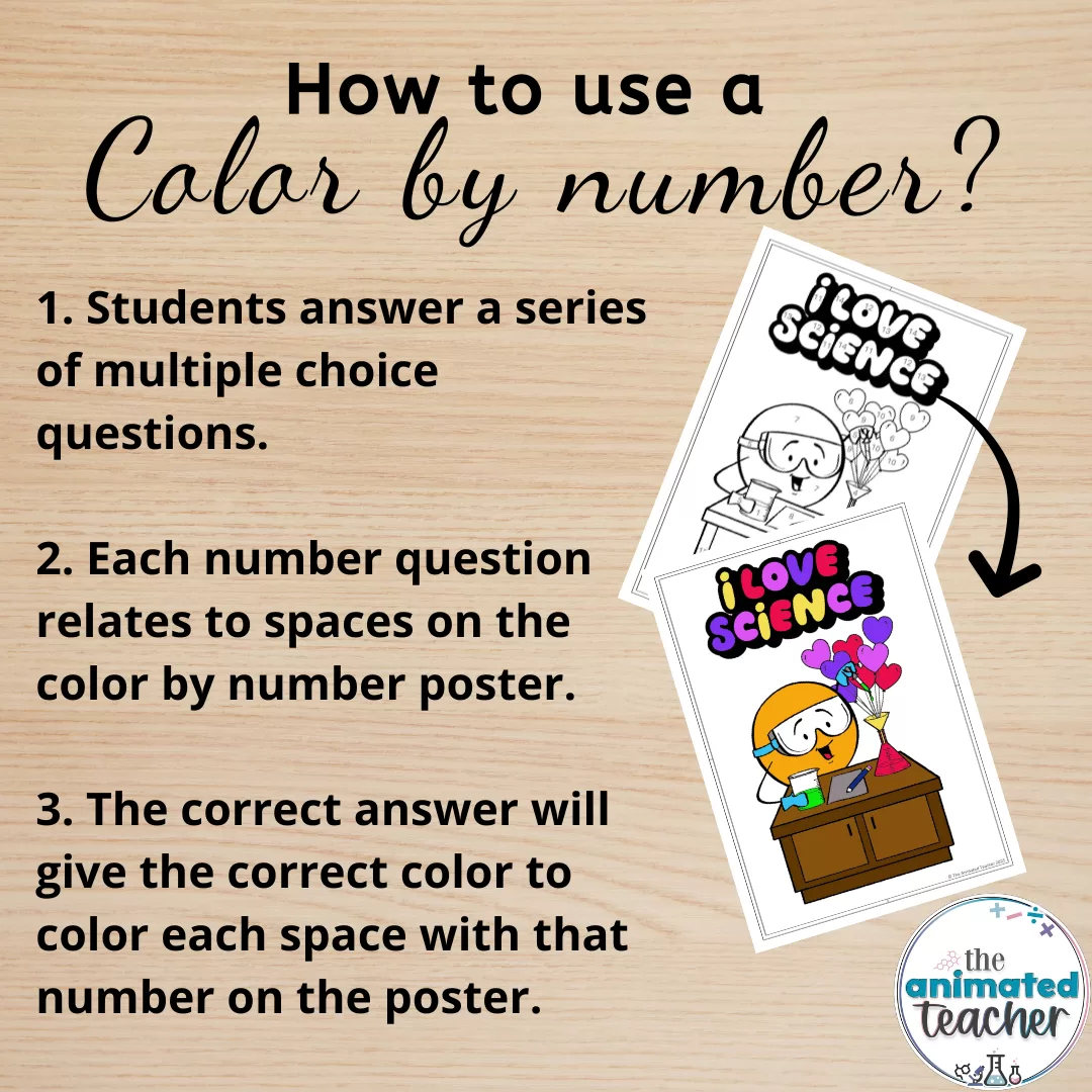 science valentines color by number