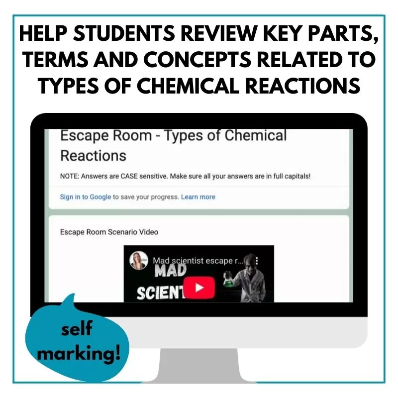 Types of chemical reactions escape room activity chemistry - Image 2