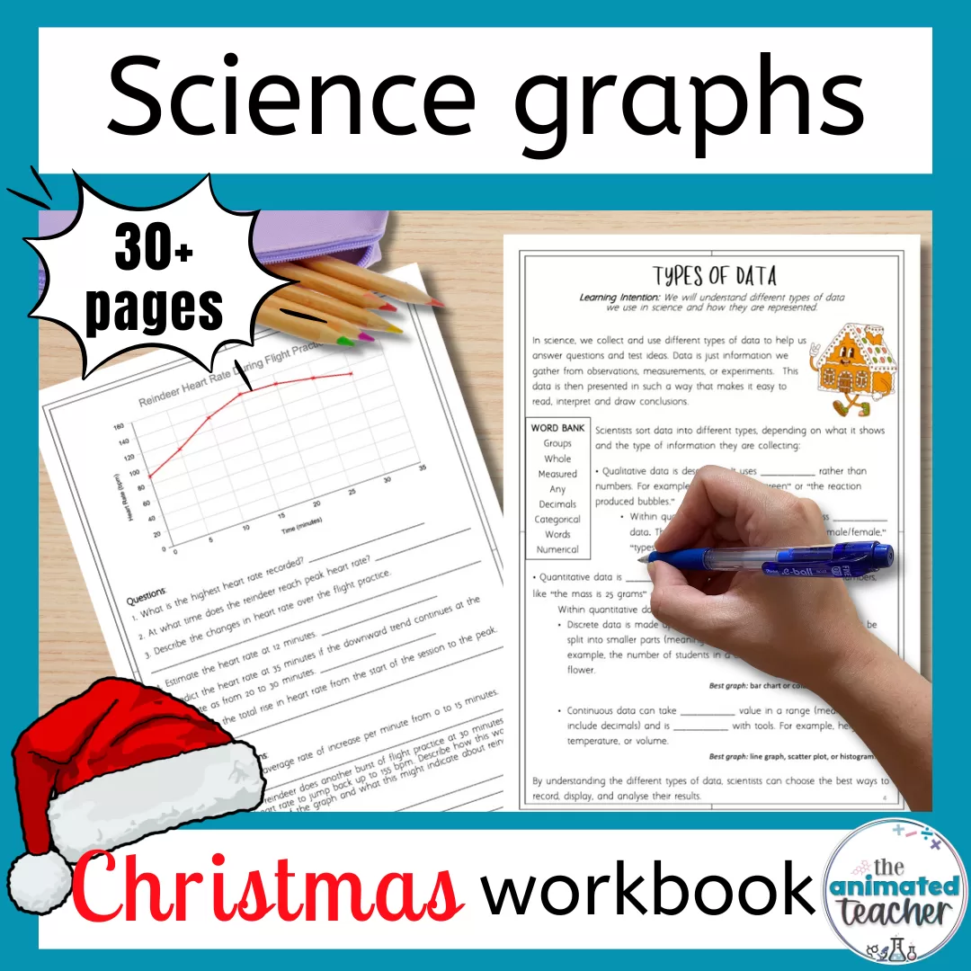 Christmas graphing worksheets science booklet