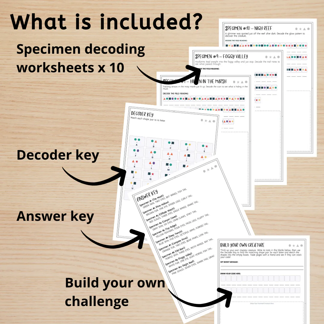 11 Decoding Key Worksheets Crack the Code Mystery Creature - Image 3